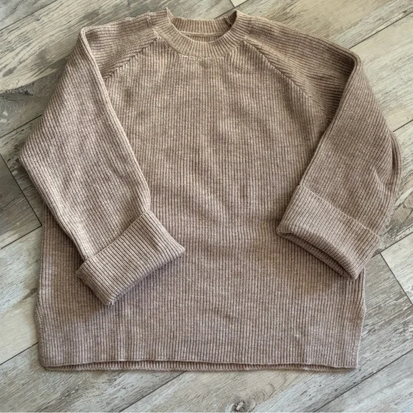 Women's Beige Crew Neck Sweater - Picture 7 of 7